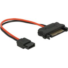 Delock SATA 15-pin - SATA 6-pin, 0.1m, Czerwony (84873) 1060872 4043619848737