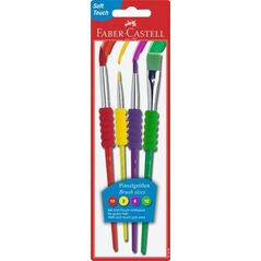 Faber-Castell PĘDZLE SZKOLNE Z MIĘKKIM UCHWYTEM 4SZT. BLISTER 961967 4005401816003
