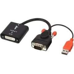 Adapter AV Lindy DVI-I - D-Sub (VGA) + USB-A czarny (38184) 1422893 4002888381840