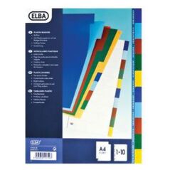 Elba Przekładki plastikowe A4+ kolorowe 10szt. 100209051 1470099 3045050227844