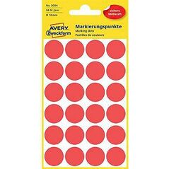 Avery Zweckform ETYK.ZF 3004 ŚR.18 KÓŁKA CZERWONE ETYKIETY - 3004 1470705 4004182030042