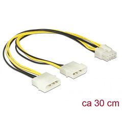 Delock Molex x2 - ATX/EPS 8-pin, 0.3m, Żółty (85453) 1670685 4043619854530