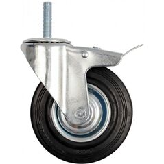Vorel Kółko skrętne z czarną gumą, hamulcem i trzpieniem gwintowanym 160mm 87335 3056702 5906083873355