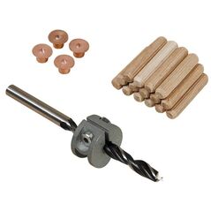 Wolfcraft Zestaw: wiertło, ogranicznik głębokości, 4 znaczniki, kołki 10mm komplet (2918000) 3159871 4006885291805