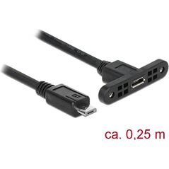 Delock microUSB - microUSB, 0.25m, Czarny (85245) 1513067 4043619852451