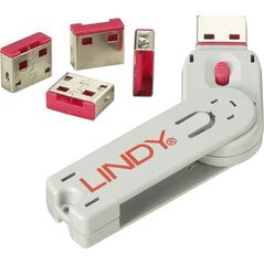 Lindy Zestaw 4 blokerów USB z kluczem (40450) 952960 4002888404501