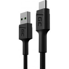 Kabel USB Green Cell USB-A - USB-C 0.3 m Czarny (KABGC25)