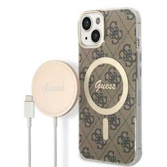 Original Case IPHONE 14 Guess Hardcase 4G Print MagSafe + Wireless Charger (GUBPP14LHJEACSP) brown 3666339102890