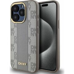 DKNY DKNY DKHMP15LPCPVSLE iPhone 15 Pro 6.1" beżowy/beige hardcase Leather Checkered Mono Pattern MagSafe