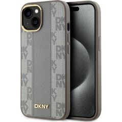DKNY DKNY DKHMP15SPCPVSLE iPhone 15 6.1" beżowy/beige hardcase Leather Checkered Mono Pattern MagSafe