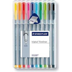 Staedtler Cienkopis fibrowy TRIPLUS FINELINER, etui 10 kolorów (STA149) 4669999 4007817334010