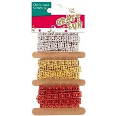 Craft with Fun Taśma ozdobna brokatowa 3mix x 1m 4997384 5902643680906