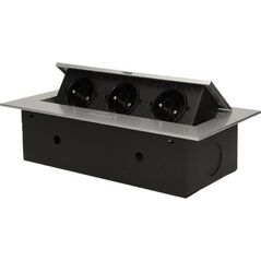 Orno Gniazda wpuszczane w blat 3x250V AC z płaskim rantem czarne (OR-AE-1371/B) 5011218 5901752488465