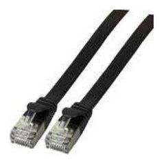 EFB Płaski kabel połączeniowy RJ45 U / FTP, kat. 6A, PVC, 0,5 m, czarny (K5545SW.0,5) 5629712 4049759150839