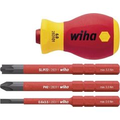 Wiha Wkrętak z uchwytem na bity zestaw SoftFinish electric slimVario Stubby 4 częściowy (41230) 5955214 4010995412302