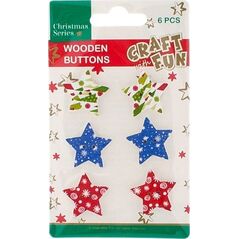 Craft with Fun CF OZDOBA BN DREW GUZIK GWIAZDY 6SZT 48/288 6302572 5902643697478