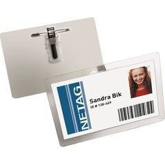 Staples DURABLE Identyfikator samolaminujacy z kombi klipem, 25 sztuk 6605035 4005546806228