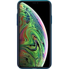 Nillkin Nillkin Super Frosted Shield - Etui Apple iPhone 11 Pro Max z wycięciem na logo (Peacock Blue) 6644718 6902048186606