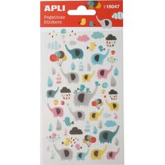 Apli Naklejki APLI Elephants, z brokatem, mix kolorów 6796180 8410782150473