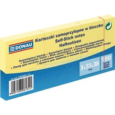 Donau Bloczek samoprzylepny DONAU, 38x51mm, 1x100 kart., jasnożółty 6802105 5901503661239