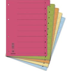 Donau Przekładki DONAU, karton, A4, 235x300mm, 0-9, 50 kart z perforacją, mix kolorów 6802230 9003106645978