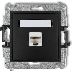 Karlik MINI Gniazdo komputerowe pojedyncze 1xRJ45 kat. 5e 8-stykowy czarny mat 12MGK-1 6895039 5903268586710