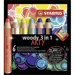 Stabilo Kredki Woody Arty 3w1 6 kol + temperówka STABILO 7126894 4006381547123