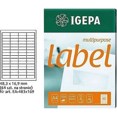 Mondi ETYKIETY A4 IGEPA 48.3 X 16.9 MM BIAŁE (100) 7699975 4026343021812