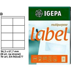Mondi ETYKIETY A4 IGEPA 96.5 X 67.7 MM BIAŁE (100) 7699983 4026343005096
