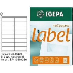 Igepa ETYKIETY A4 IGEPA 105 X 35.0 MM BIAŁE (100) 7703644 4026343004679