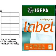 Igepa ETYKIETY A4 IGEPA 105 X 42.3 MM BIAŁE (100) 7703645 4026343004730