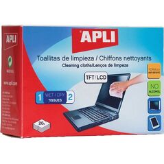 Apli Chusteczki nawilżane i suche do czyszczenia ekranów LCD/TFT 100 szt. (AP11828) 7703887 8410782118282