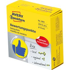 Avery Zweckform Kółka z symbolami do zaznaczania, 'Kciuk', 250 szt./rolka, O19 mm, Avery Zweckform, ŻÓŁTO NIEBIESKI 7704013 4004182038611