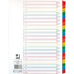 Q-Connect Przekładki Q-CONNECT Mylar, karton, A4, 225x297mm, A-Z, 21 kart, lam. indeks, mix kolorów 8011861 5705831174696