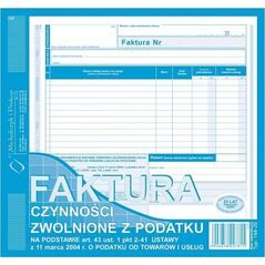 Herlitz FAKTURA CZYNNOŚCI ZWOLNIONE Z PODATKU 2/3 A4 8201553 5906858027815