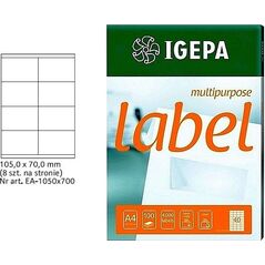 Biurfol ETYKIETY A4 IGEPA 105 X 70.0 MM BIAŁE (100) 8201610 4026343004792