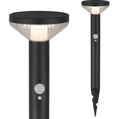 Maclean Lampa solarna LED z czujnikiem Maclean MCE465 B, czarna, IP44, 3 tryby świecenia, bateria Li-ion 18650 3,7V 1200 mAh, wbijana 8244705 5902211120025