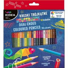 Derform Kredki ołówkowe trójkątne dwustronne 24 szt 48 kolory Kidea nr 0335 8285186 5901130080335