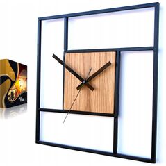 ModernClock Zegar ścienny KWADRAT metalowo-drewniany Retro 8653855 5902838313466