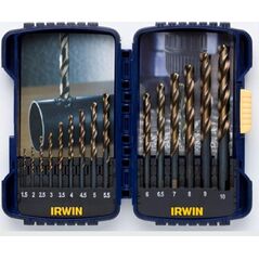 Wiertło Irwin IRWIN ZESTAW 15szt. 1.5mm, 2mm, 2.5mm, 3mm, 4mm, 4.5mm, 5mm, 5.5mm, 6mm, 6.5mm, 7mm, 8mm, 9mm, 10mm IRWIW3031503 8680732 5054905247812