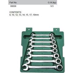 SATA SATA KLUCZE PŁASKO-OCZKOWE Z PODWÓJNĄ GRZECHOTKĄ ZESTAW 8 szt. GL08008 8680785 7891645089054