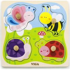 Viga Toys VIGA Drewniane Puzzle z Pinezkami Owady 8884007 6934510501310