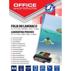 Office Products Folia do laminowania OFFICE PRODUCTS, A6, 2x100mikr., błyszcząca, 100szt., transparentna 8949291 5901503687314