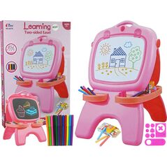 Lean Sport Import LEANToys Tablica Dwustronna Magnetyczna Kredowa Różowa Szablony 9381922 5904204755214