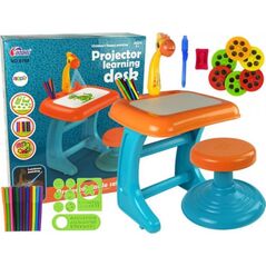 Lean Sport Import LEANToys Stolik Tablica Do Rysowania Krzesełko Projektor Pomarańczowy Pisaki Obrazki 9381924 5904204755221