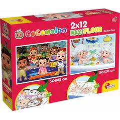 Lisciani LISCIANI COCOMELON DWUSTRONNE PUZZLE PODLOGOWE 2X12 E. CZAS COŚ ZBUDOWAĆ 9540868 8008324091133