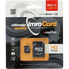 Karta Imro MicroSDXC 64 GB Class 10 UHS-I/U3  (10/64G UHS-3 ADP) 9554361 5902768015669