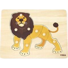 Viga Toys VIGA Drewniane Puzzle Montessori Lew z Pinezkami 9662194 6971608446023