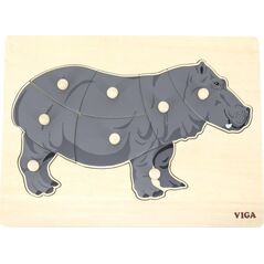 Viga Toys Drewniane Puzzle Montessori Hipopotam z Pinezkami (44604) 9662196 6971608446047
