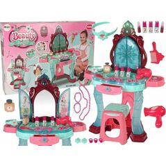 LeanToys Zestaw Piękności Toaletka z Lustrem Światła Dźwięk Biżuteria Ciemny Róż 9689712 5904204754576